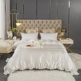 thumbnail image 3 of Move Over Satin Ruffle Duvet Cover Twin Only White Bedding Set Ruffle Pattern Silky Microfiber No Filling, 3 of 10