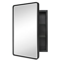TEHOME Farmhouse Black Medicine Cabinet, 16x24 Inches, Recessed, Beveled Mirror