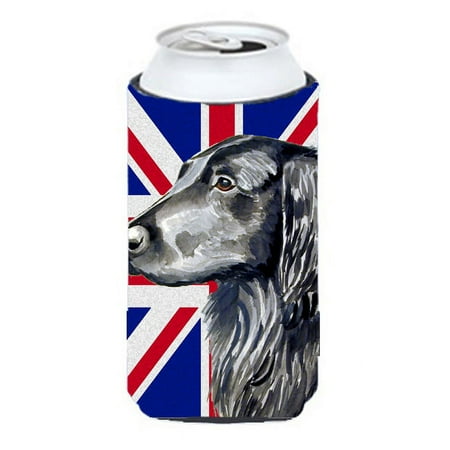 

Flat Coated Retriever with English Union Jack British Flag Tall Boy Hugger