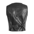 thumbnail image 5 of Babysbule Women's V-Neck Faux Leather Corset Vest, Sleeveless Button Down Crop Top, Solid Color PU Blouse for Party and Casual Wear, 5 of 5
