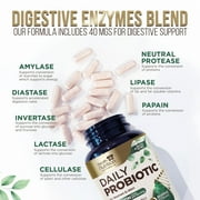 Probiotics 50 Billion CFU per Serving - 10 Strains + Prebiotics - Digestive Health, Gut & Immune Support - Occasional Constipation, Gas & Bloating Support for Women & Men, Bottled USA - 60 Capsules