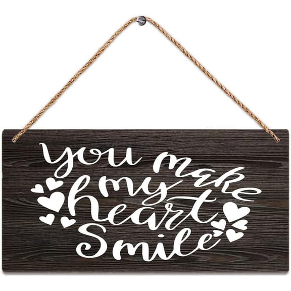 Wall Decor Wood Sign You Make My Heart Smile Wood Sign Home Decor Sign Hanging Plaque For Home Kitchen Living Room Bedroom Office Decor,12X 6 Inches