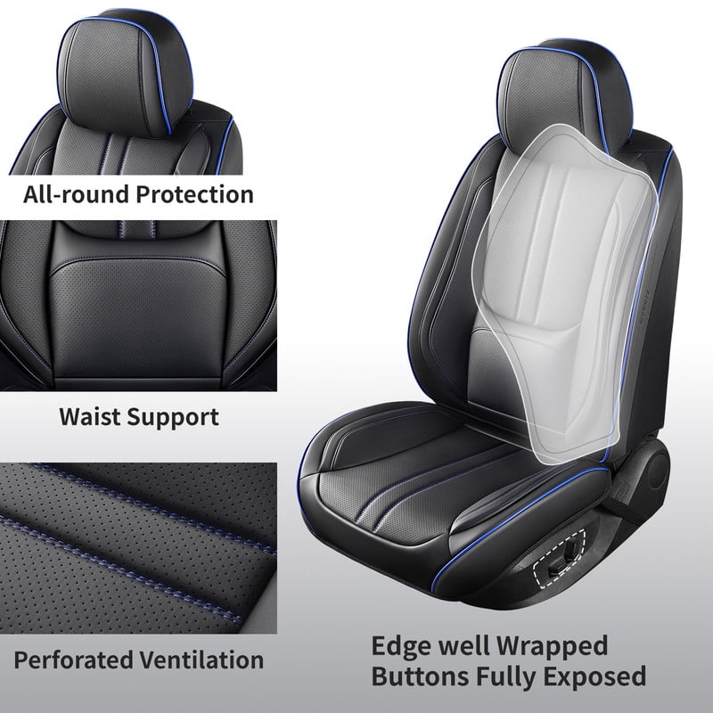 Car Seat Covers Full Set For Hyundai Elantra 2002-2024 2025, Breathable Waterproof Nappa Leather Auto Seat Protectors with Lumbar Support, Luxury Automotive Interior Accessories