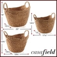 thumbnail image 7 of Casafield Set of 3 Boat Baskets with Handles - Cinnamon, Woven Water Hyacinth Storage Organizers for Blankets, Laundry, Bathroom, Bedroom, Living Room, 7 of 7