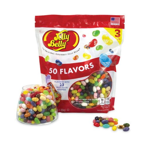 New Jelly Belly 50 Flavors Jelly Beans Assortment, 3 lb Standup Bag, Delivered in 1-4 Business Days,Each