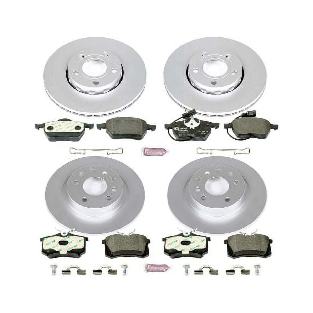 Power Stop Front and Rear Euro-Stop ECE-R90 Certified Brake Pad and Rotor Kit ESK529