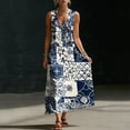 thumbnail image 4 of Zpzdpjkx Women's Summer Boho Floral Tank Dress Lightweight Button Front Pocketed Casual Loose Beach Maxi Dress Multicolor L, 4 of 9