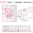 thumbnail image 4 of 4-Piece Elephant Baby Crib Bedding Set for Girls, Luxury Soft Nursery Bed Crib Set - Comforter Quilt(Padded), Crib Skirt(Dust Ruffle), 2 Fitted Crib Sheets Microfiber, Standard Pink, 4 of 6