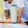 thumbnail image 6 of BUILT Cascade 40 oz Stainless Steel Tumbler Water Bottle with Flip Top Straw and Handle, Gray, 6 of 12