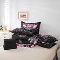 thumbnail image 6 of jejeloiu Chic Bdiamond Butterfly 7-Piece Bedding Comforter Set,,Cheetah Pattern Bowknot King Bedding Sets,Pink Gray Black Bed Sheets For Men Women,Breathable Home Decor Reversible, 6 of 8