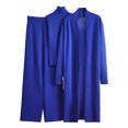thumbnail image 4 of Dazajoo Women's 3 Piece Knit Lounge Set Long Sleeve Cardigan Sleeveless Turtleneck Tank Top and Wide Leg Pants Fall Winter Fashion Matching Outfits Blue,Free Size, 4 of 4
