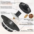 thumbnail image 6 of 3 in 1 Kitchen Sink Stopper, Pop Up Kitchen Sink Drain Strainer, with an Extra Basket Strainer, Kitchen Sink Drain Stopper for US Standard 3-1/2 Inch, Brass Material Electroplate Black, 6 of 6