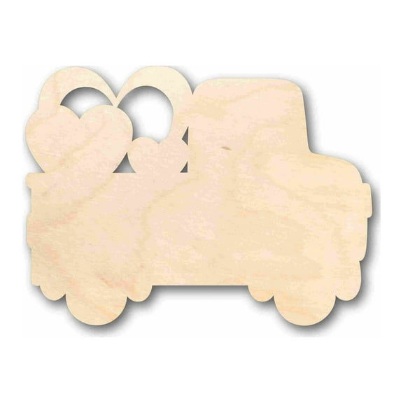 Unfinished Wood Valentine Truck Silhouette - Craft- up to 46" DIY 5" / 1/4"