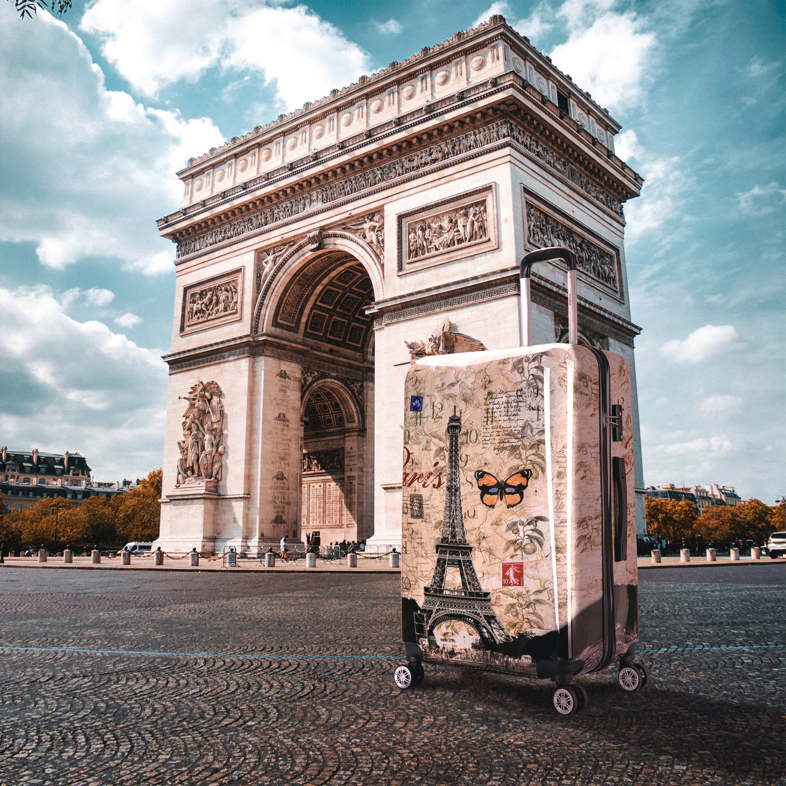 InUSA Print 28" Hardside Lightweight Luggage with Spinner Wheels, Handle and Trolley, Paris