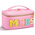 thumbnail image 1 of Estuche de maquillaje Geetery Chenille Letter Bag de nailon rosa para mujer, 1 of 7