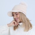 thumbnail image 6 of Winter Women Girls Knitted Hats Warm Knit Snow Ski Visor Beanie Skull Cap with Faux Fur Pom Pom Ball, 6 of 6