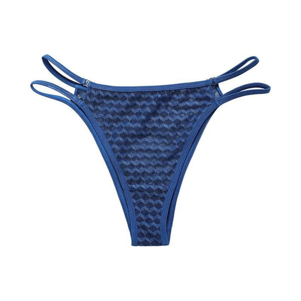 Gibobby Ropa interior mujer algodón Ropa interior de encaje con correa fina para mujer, ropa interior deportiva transparente para glúteos, ropa interior transparente de malla(Azul marino, L)