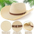 thumbnail image 6 of EINSKEY Straw Cowboy Hat with Fringe Shapeable Brim, Beach Cowgirl Hat with Chin Strap, Beige, 6 of 7