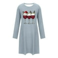 thumbnail image 6 of Fengactive Nightgown for Women Christmas Wine Glass Print Cute Long Sleeve Loose Crewneck Nightshirts Sleepwear, 6 of 6