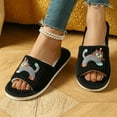 thumbnail image 3 of CYRBOKO Fuzzy Slippers for Women, Comfy Badroom Warm Open Toe Houses Slippers Black Size 7-8, 3 of 8