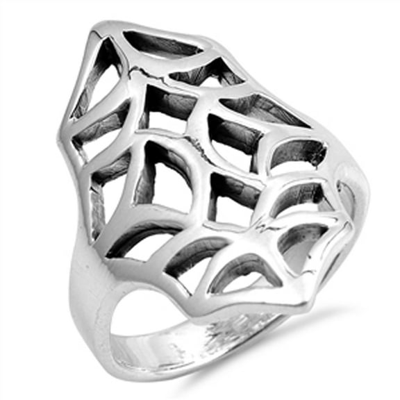Oxidized Spider Web Filigree Cutout Ring 925 Sterling Silver Band Jewelry Female Male Unisex Size 6