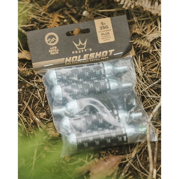Peaty's CO2 Cartridge Threaded Refill Pack (Pack of 5) & Freeze Protector Sleeve with Unique Closed Base Design, Recycled Cardbaord and Biodegradable Bag - Road & Gravel (16g)