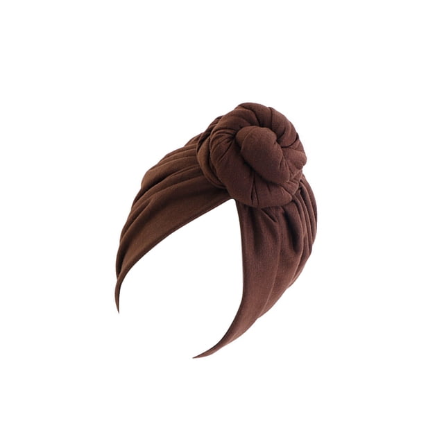 Guardurnaity Turbante Hijab musulmán con nudo de 2 capas, gorro elegante con cubierta en espiral, gorro de cabeza ancha, gorros de moda, accesorios Sombreros Café