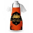 thumbnail image 3 of Retro Apron Hot Rod Grunge Poster Design with Custom Truck Americana Vintage Engine, Unisex Kitchen Bib Apron with Adjustable Neck for Cooking Baking Gardening, Orange Black Sand Brown, by Ambesonne, 3 of 3