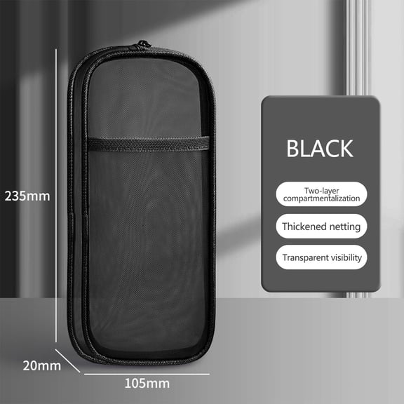 Double Layer Mesh Pencil Case Large Capacity Nylon Pen Bag Clear Stationery Storage Pouch For schooll Desk