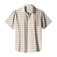thumbnail image 4 of Yiaimeir Men's Casual Short-sleeved Shirt Slim Fashion Men's Plaid Print，Size M-3XL, 4 of 5