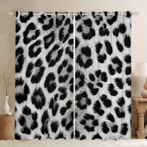 jejeloiu Leopard Print Blackout Curtains Set of 2 (38x54 Each),Cheetah Pattern Curtains and Drapes,White Black Living Room Curtains For Girls Kids,Ultra Soft Home Decor