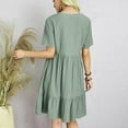 thumbnail image 5 of Dezsed Summer Dresses for Women 2025 Short Sleeve V Neck Pleated Flowy Tiered Loose Casual Dress A-Line Ruffle Dresses Green M, 5 of 8