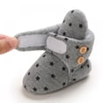 thumbnail image 5 of Newborn Baby Boy Girl Soft Fleece Booties Christmas Shoes Stay On Infant Slippers Socks Shoe Non Skid Gripper Toddler First Walkers Winter Ankle Crib Shoes (Stars Print), 5 of 9