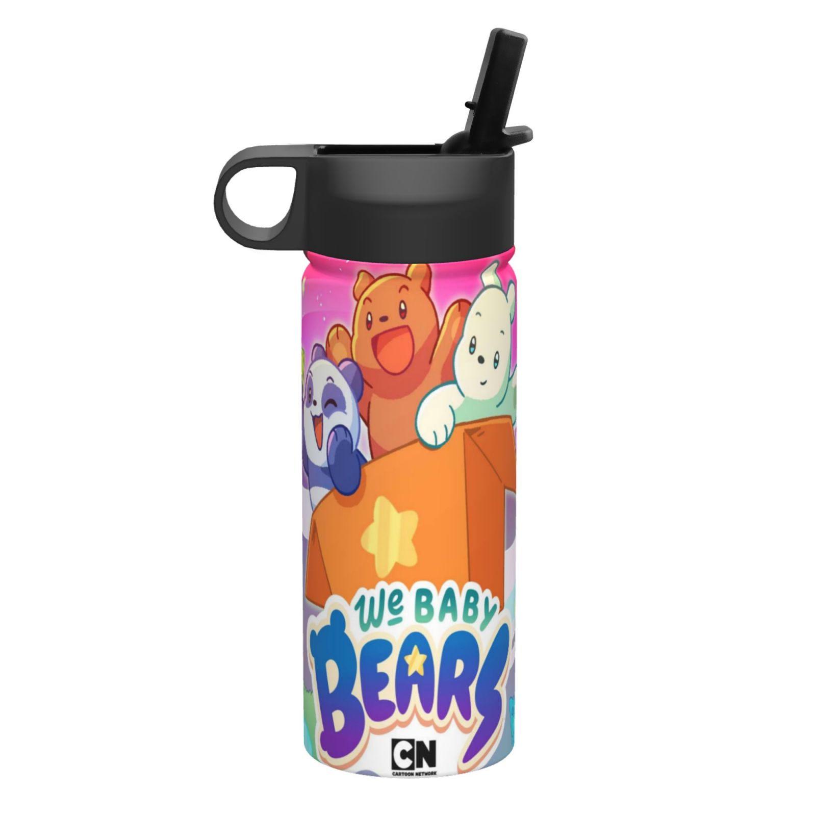 We Baby Bears Kids Insulated Water Bottle With Straw - 18 Oz Stainless Steel Double Wall Vacuum Cup, Leakproof, Bpa Free, Suitable For Boys And Girls