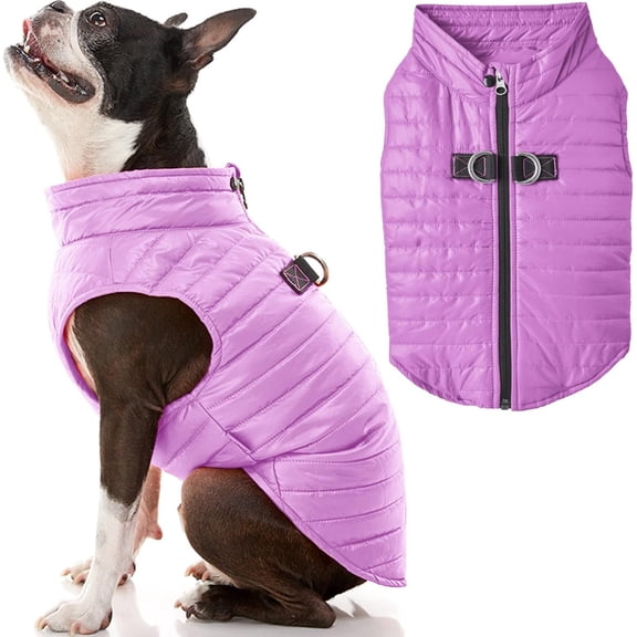 Puffer Vest Dog Jacket - Ultra Thin Zip Up Wind Breaker with Dual D Ring Leash Water Resistant for Small to Medium Dogs 1Pack