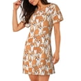 thumbnail image 2 of Yiaed Corgi Animal Print Women's Loose-Fit Short Sleeve Nightgown, Soft and Comfortable Sleep Dress for Relaxation and Sleepwear, 2 of 6