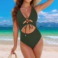 thumbnail image 6 of Women's One Piece Swimsuit Sexy Bikini with Padded Cups Wire Free Swimsuit for Beach Pool,Army Green,L, 6 of 8