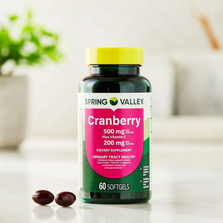 3 pack) Spring Valley Cranberry + Vitamin C Urinary Tract Support