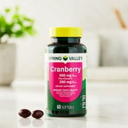 Spring Valley Cranberry + Vitamin C Urinary Tract Support Softgels, 500 mg, 60 Count