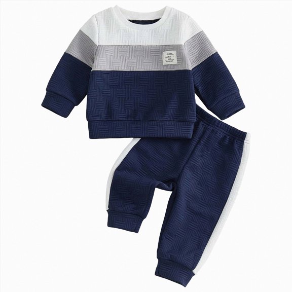 Leey-World 2t Outfits Boys Toddler Boy Football Outfit Long Sleeve Sweatshirt and Pants Set Little Boy Fall Winter Clothes(Blue,3-6 Months)