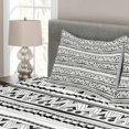 thumbnail image 3 of Ambesonne Tribal Quilted Bedspread Set 3 Pcs, Prehistoric Aztec, King Size, Charcoal Grey White, 3 of 4