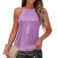 thumbnail image 3 of Laqbezok Chic Keyhole Back Sequin Halter Top, Women's Sparkly Sleeveless Night Out Tank, Elegant Evening Party Outfit, 3 of 8