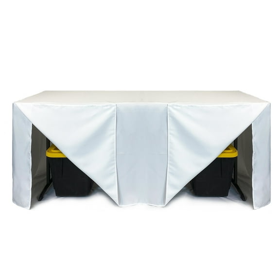 6 Ft Fitted Polyester Rectangular Tablecloth with Back Storage Opening White