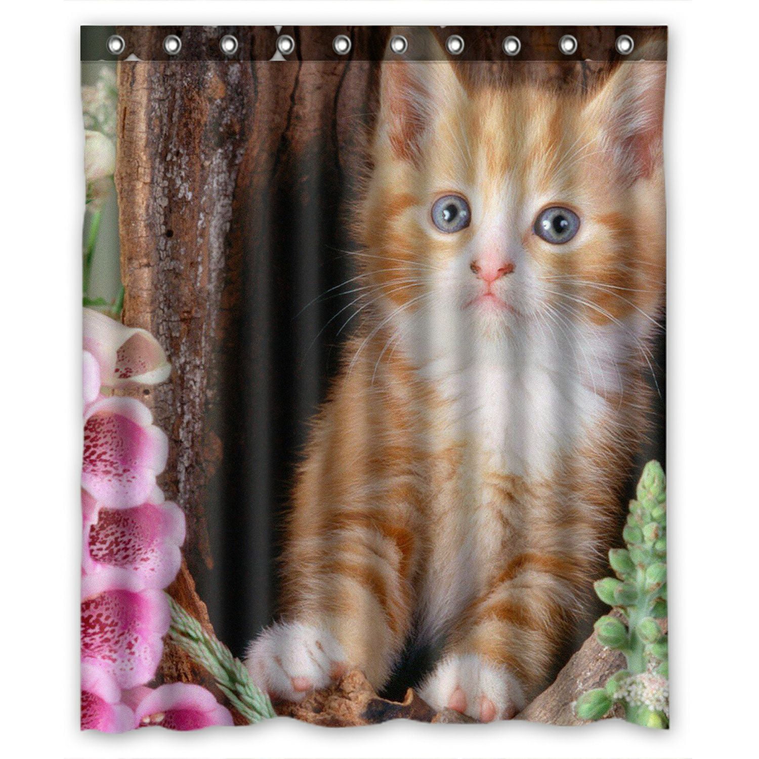 ZKGK Animals Kitten Cat Waterproof Shower Curtain Bathroom Shower