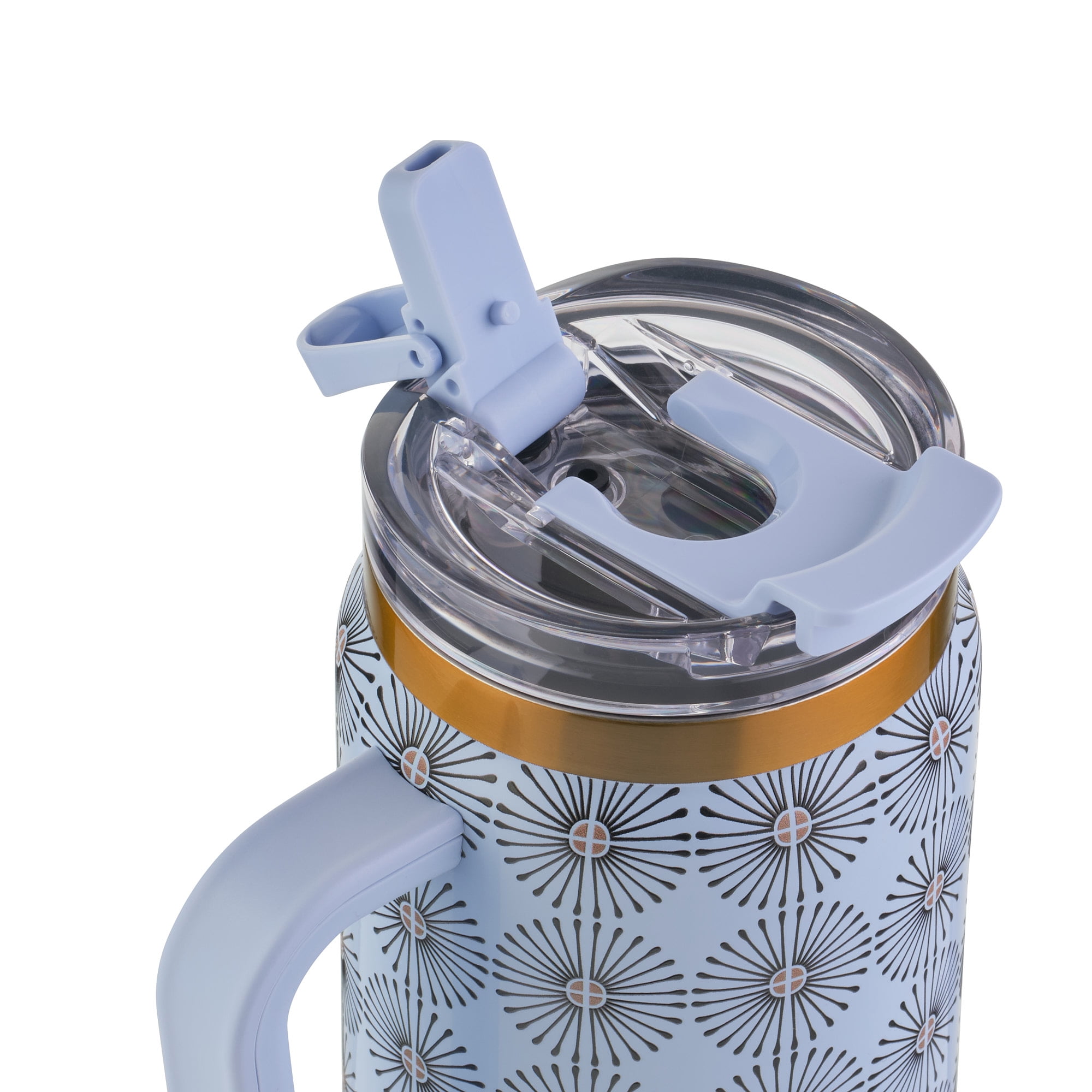 Thyme & Table 32oz Stainless Steel Luna Tumbler with Handle and Dual Straw Lid, Blue Star