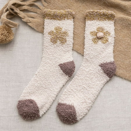 

Thermal Socks for Womens Coral Socks Stripe Socks Colorful Lightweight Socks Winter Socks Funny Socks Beige
