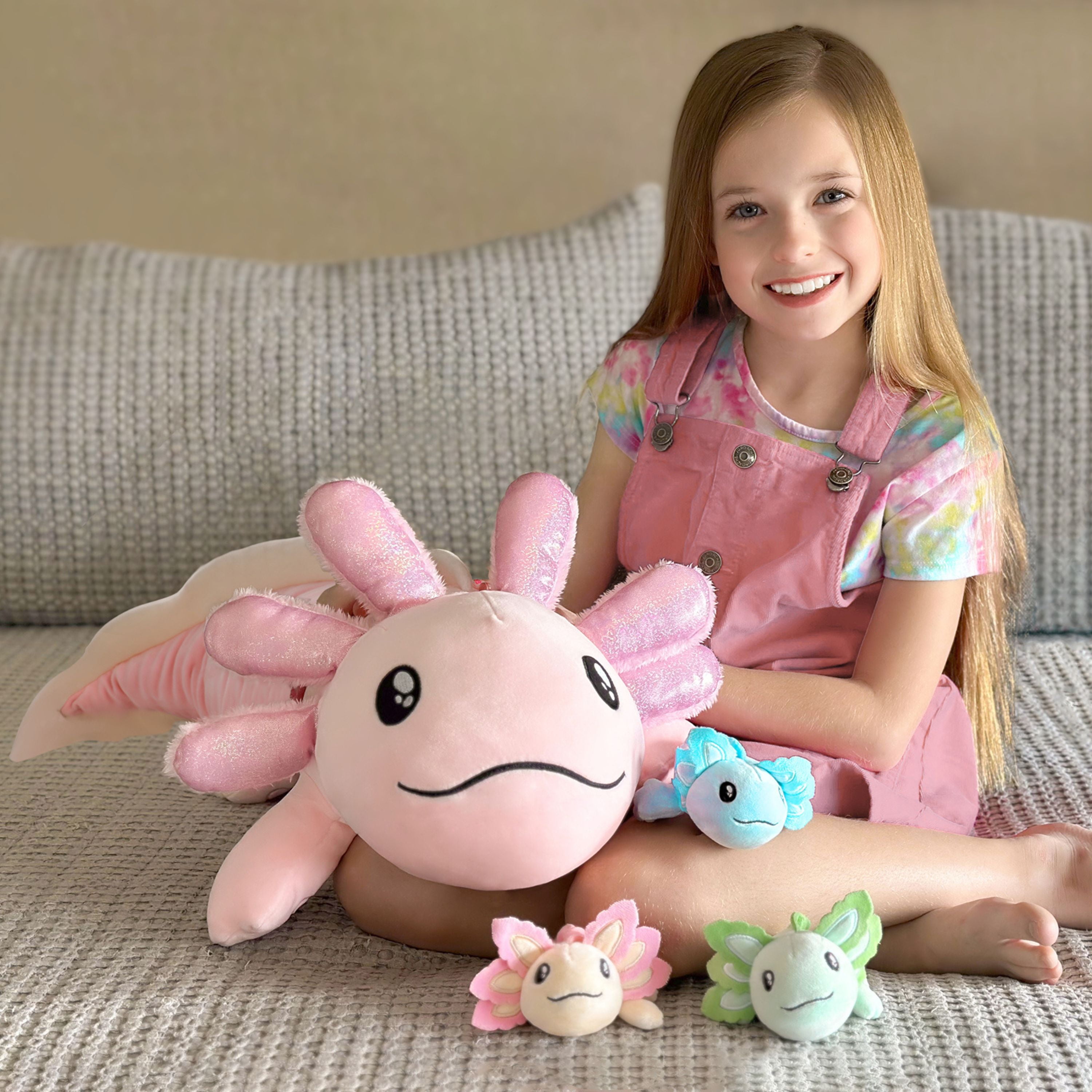 Tezituor 4Pcs Axolotl Stuffed Animal 31.5'' Giant Axolotl Plush with 3 Babies Plush Toy