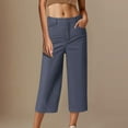 thumbnail image 2 of JSheng Women's Casual Suit Pants Trendy Women's Suit Pants Loose Comfortable Cropped Pants with Pocket Navy XL, 2 of 5