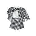 thumbnail image 1 of Douhoow Little Girls 3PCS Autumn Clothes, Plaid Cardigan+White Shirt+Shorts 1-7Y, 1 of 9