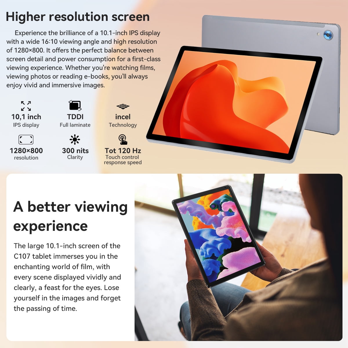 2026 Android 15 Tablet 10.1 Inch, Octa-Core, 128GB ROM, Widevine L1, WiFi 6, Bluetooth 5.3 for Student and Worker,Gray